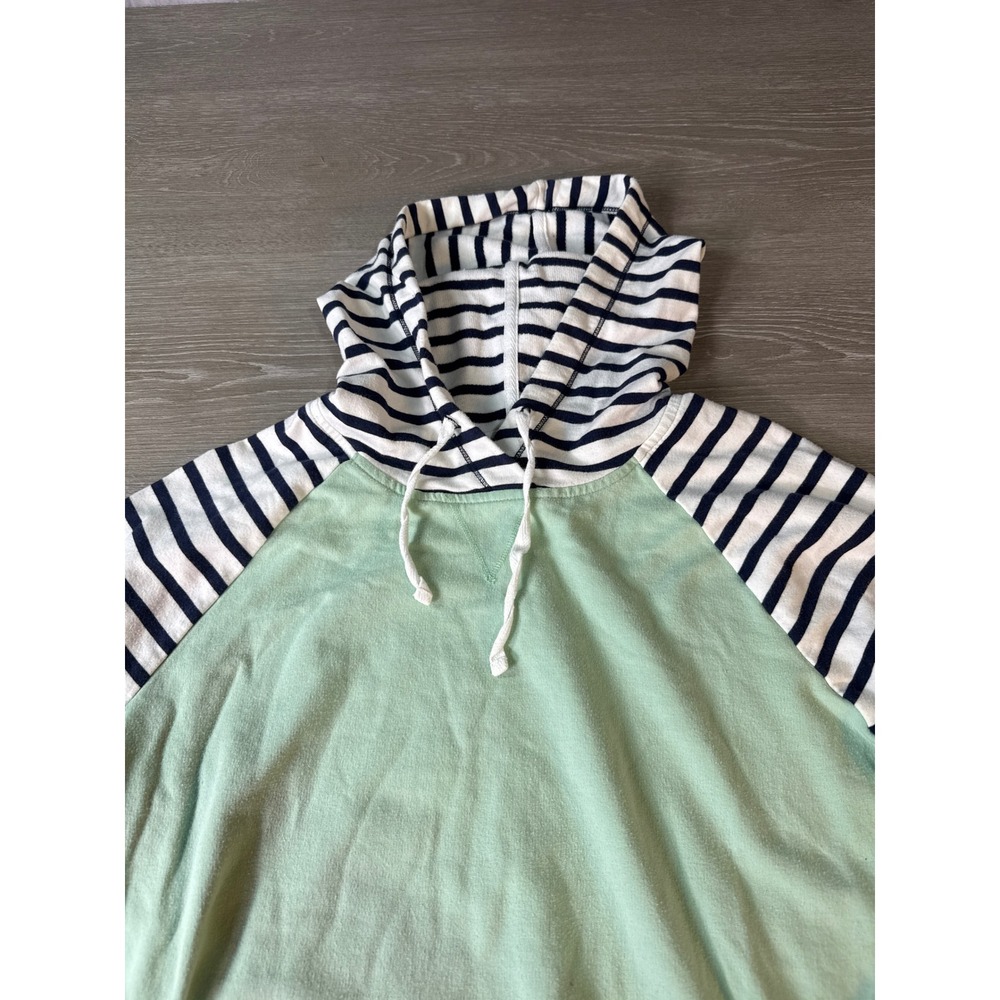 Orvis Classic Collection Mint Green Striped Raglan Hoodie Sweatshirt Womens M